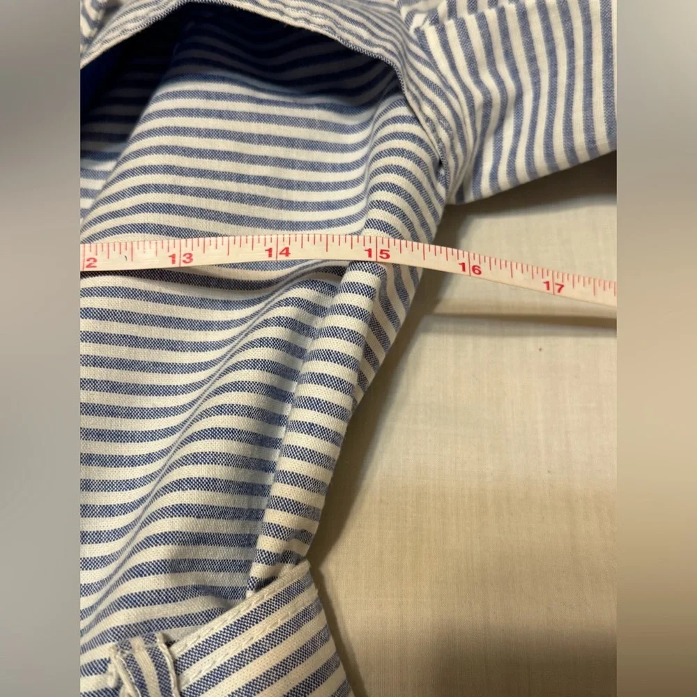 Tommy Hilfiger NWOT Light Blue and White Striped Double Breasted Trench Coat - Picture 8 of 11
